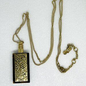 Cabi "Zelda" Tortoise Design Perfume Bottle Pendant Necklace w Botanical Design